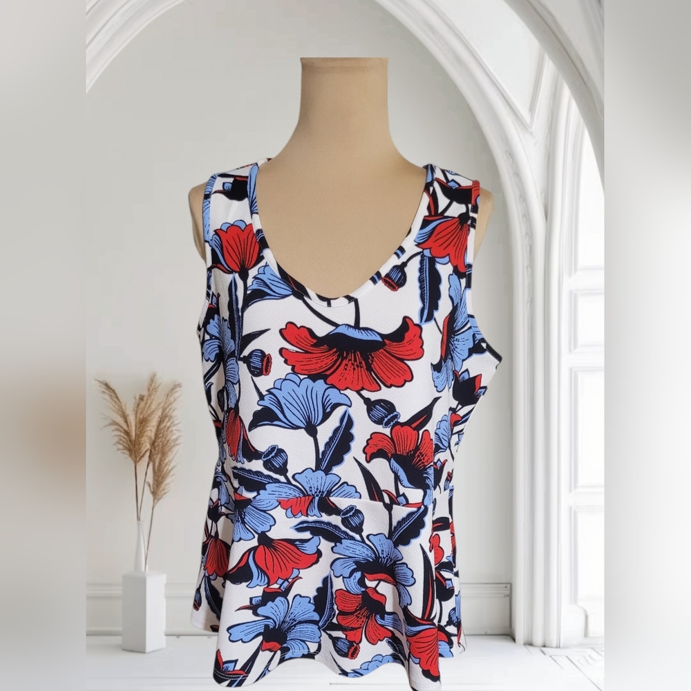 Jules & Leopold Red and Blue Floral Sleeveless Top